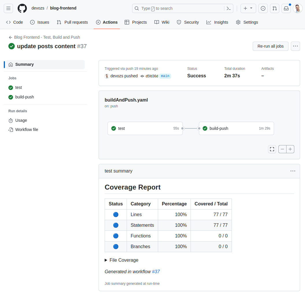GitHub Action Summary